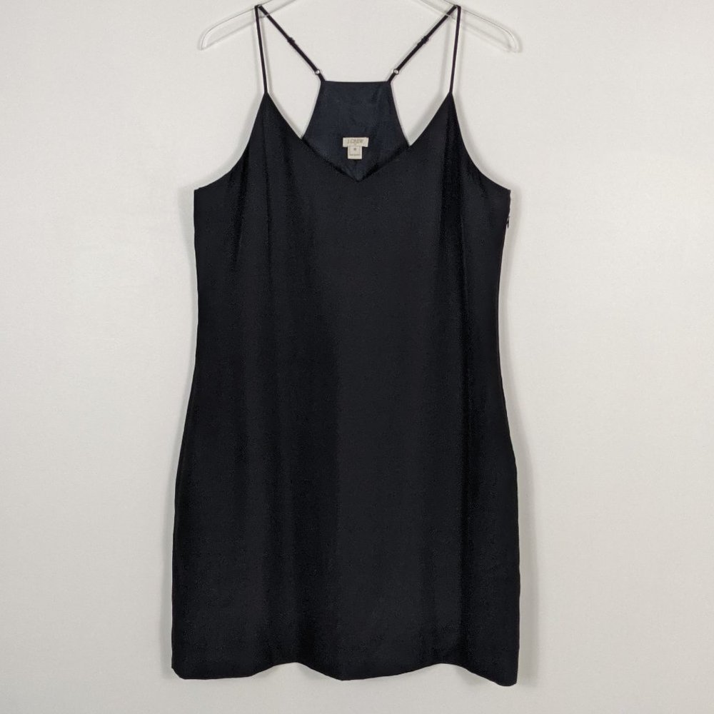 J. Crew Black Silk Like Racer Back Slip Dress Plus Size 14 - Picture 4 of 10